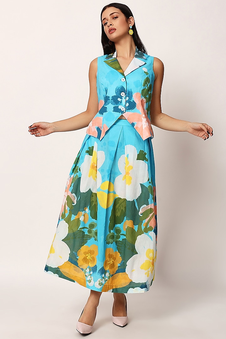 Multi-Colored Cotton Printed Skirt Set by RUHR INDIA at Pernia's Pop Up Shop