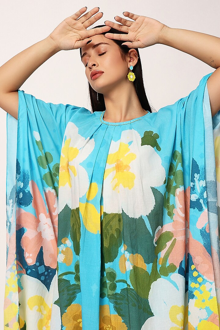 Multi-Colored Cotton Floral Printed A-Line Kurta Set by RUHR INDIA at Pernia's Pop Up Shop