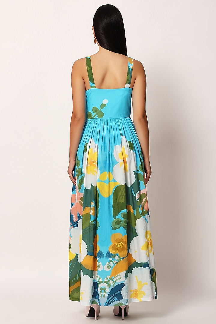 Multi-Colored Cotton Floral Printed A-Line Summer Dress by RUHR INDIA at Pernia's Pop Up Shop