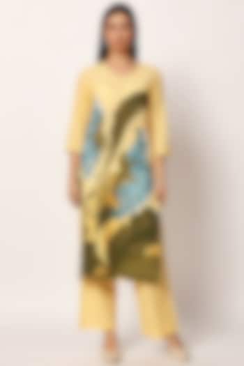 Multi-Colored Cotton Floral Printed A-Line Kurta Set by RUHR INDIA at Pernia's Pop Up Shop