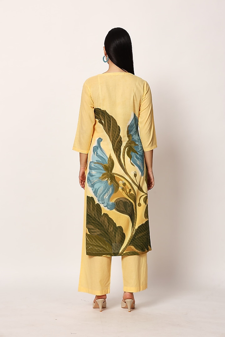 Multi-Colored Cotton Floral Printed A-Line Kurta Set by RUHR INDIA at Pernia's Pop Up Shop