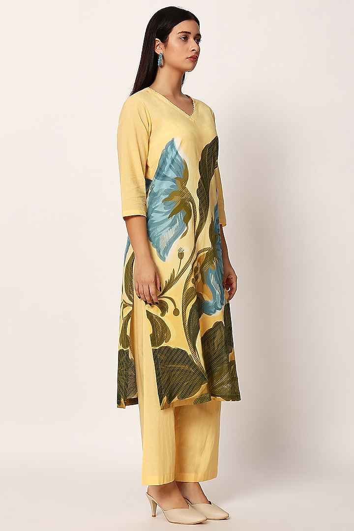 Multi-Colored Cotton Floral Printed A-Line Kurta Set by RUHR INDIA at Pernia's Pop Up Shop