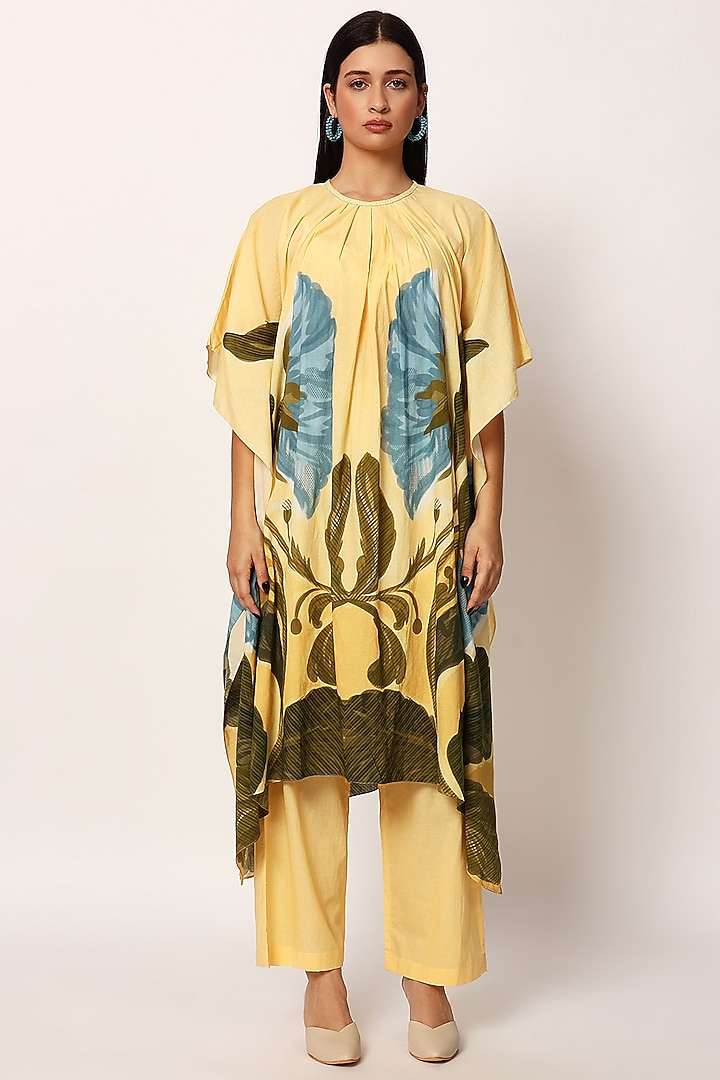 Multi-Colored Cotton Floral Printed A-Line Kurta Set by RUHR INDIA at Pernia's Pop Up Shop