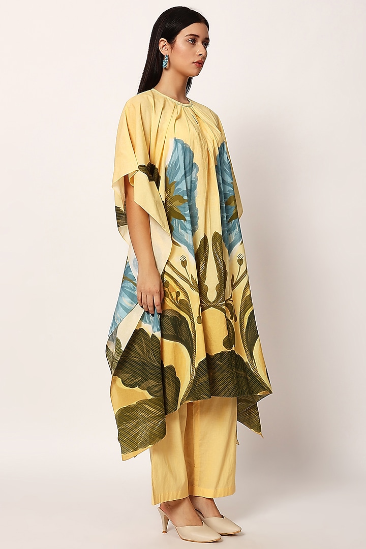 Multi-Colored Cotton Floral Printed A-Line Kurta Set by RUHR INDIA at Pernia's Pop Up Shop