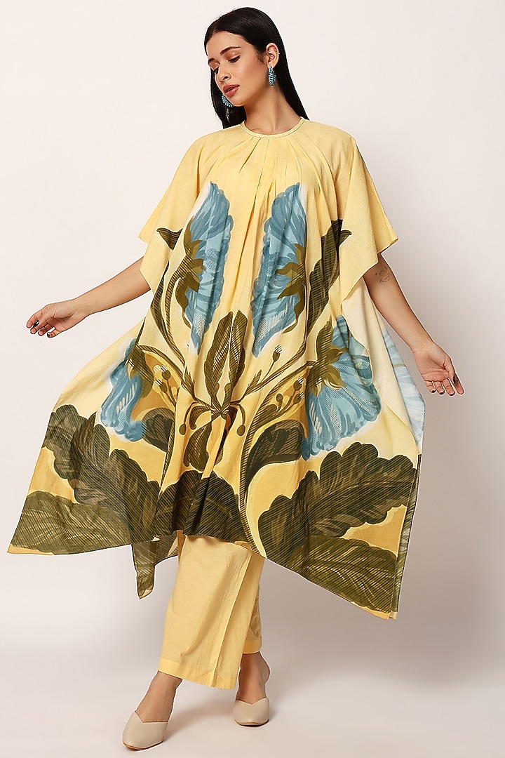 Multi-Colored Cotton Floral Printed A-Line Kurta Set by RUHR INDIA at Pernia's Pop Up Shop