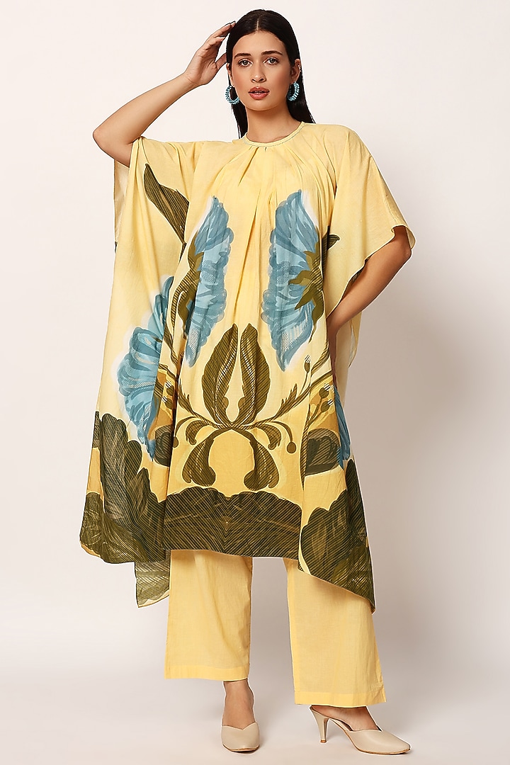 Multi-Colored Cotton Floral Printed A-Line Kurta Set by RUHR INDIA at Pernia's Pop Up Shop