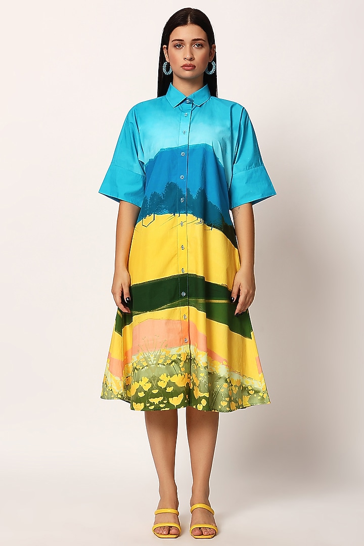 Multi-Colored Cotton Printed Summer Dress by RUHR INDIA at Pernia's Pop Up Shop