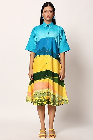 Multi-Colored Cotton Printed Dress by RUHR INDIA