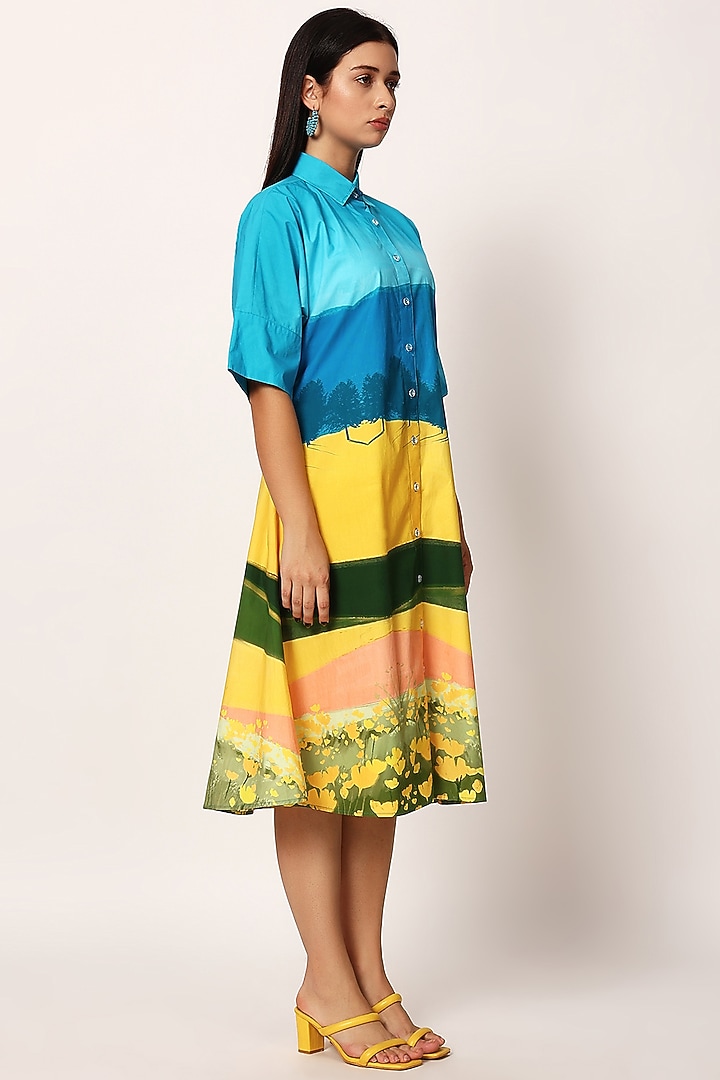 Multi-Colored Cotton Printed Summer Dress by RUHR INDIA at Pernia's Pop Up Shop