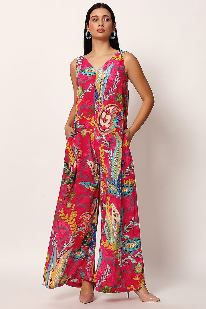 Multi-Colored Cotton Paisley Printed Jumpsuit by RUHR INDIA at Pernia's Pop Up Shop