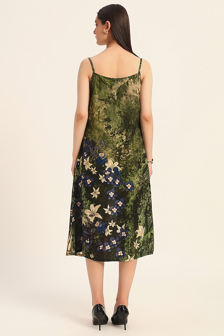 Multi-Colored & Purple Dola Silk Floral Printed Cowl Summer Dress by RUHR INDIA at Pernia's Pop Up Shop