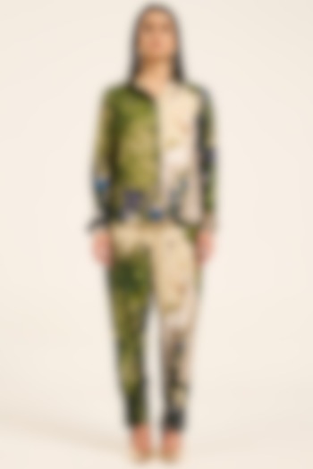 Multi-Colored & Purple Cotton Satin Digital Printed Co-Ord Set by RUHR INDIA at Pernia's Pop Up Shop