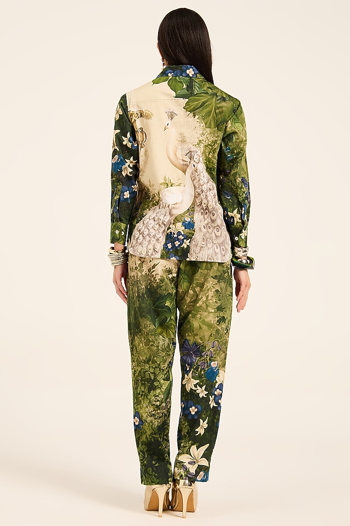 Multi-Colored & Purple Cotton Satin Digital Printed Co-Ord Set by RUHR INDIA at Pernia's Pop Up Shop