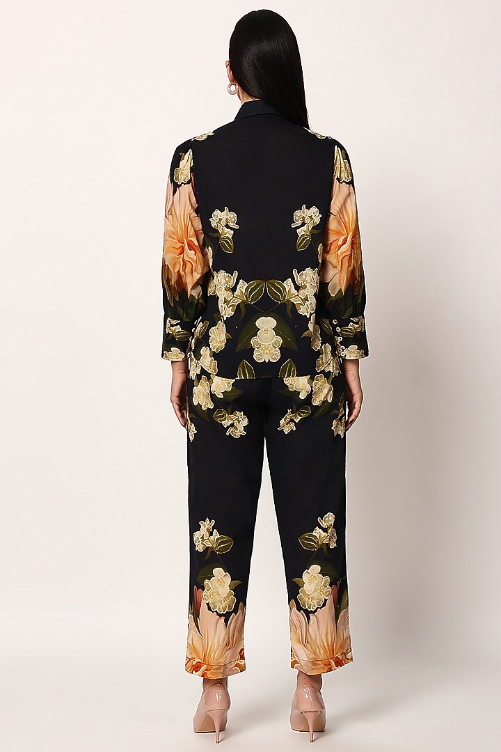 Black Cotton Floral Digital Printed Co-Ord Set by RUHR INDIA at Pernia's Pop Up Shop