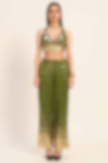 Green Chanderi Silk Digital Printed Co-Ord Set by RUHR INDIA at Pernia's Pop Up Shop