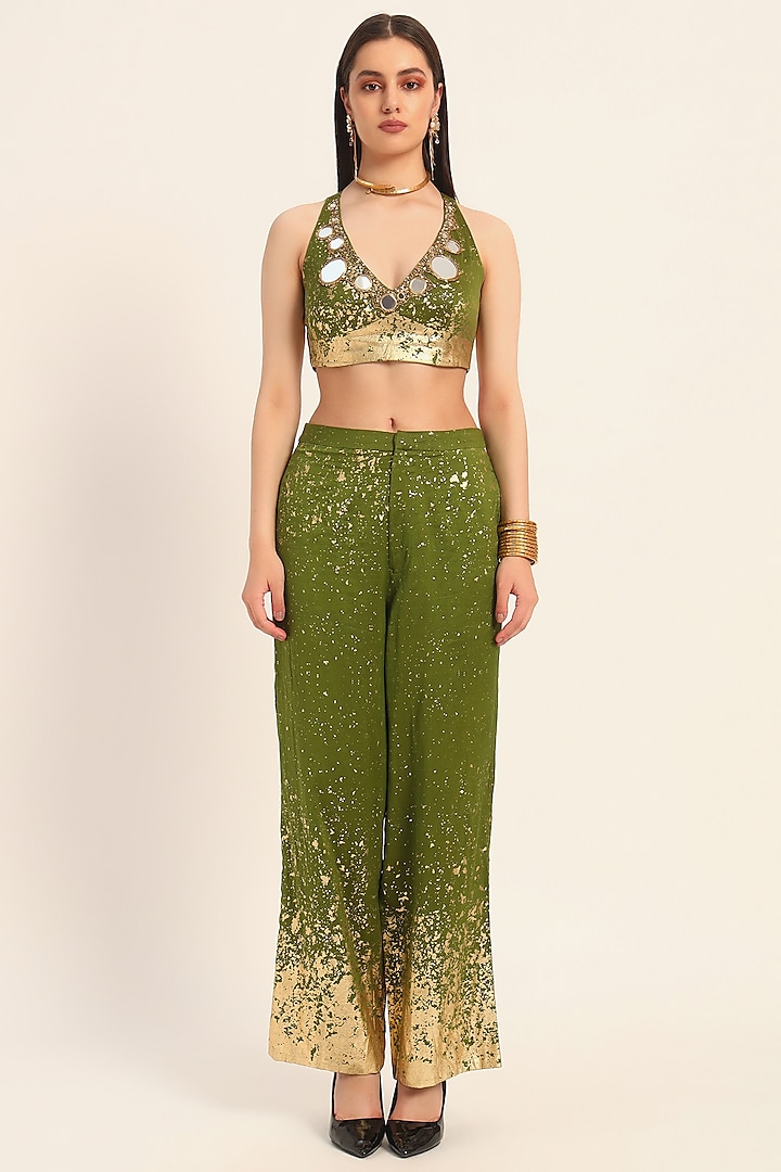Green Chanderi Silk Digital Printed Co-Ord Set by RUHR INDIA at Pernia's Pop Up Shop