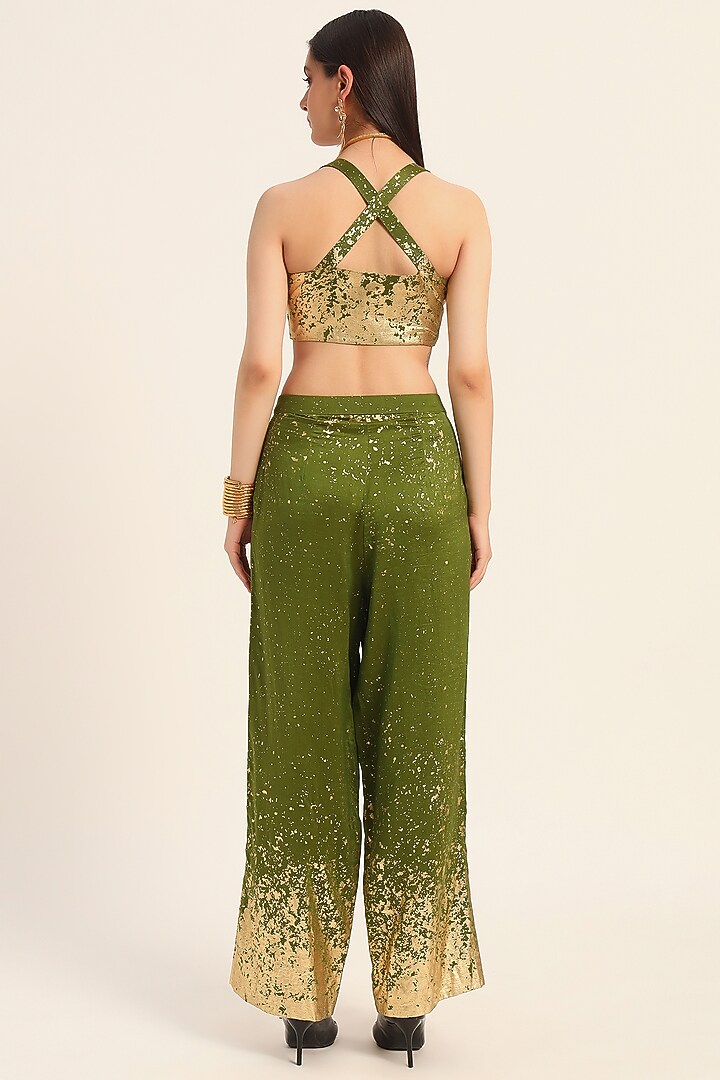 Green Chanderi Silk Digital Printed Co-Ord Set by RUHR INDIA at Pernia's Pop Up Shop