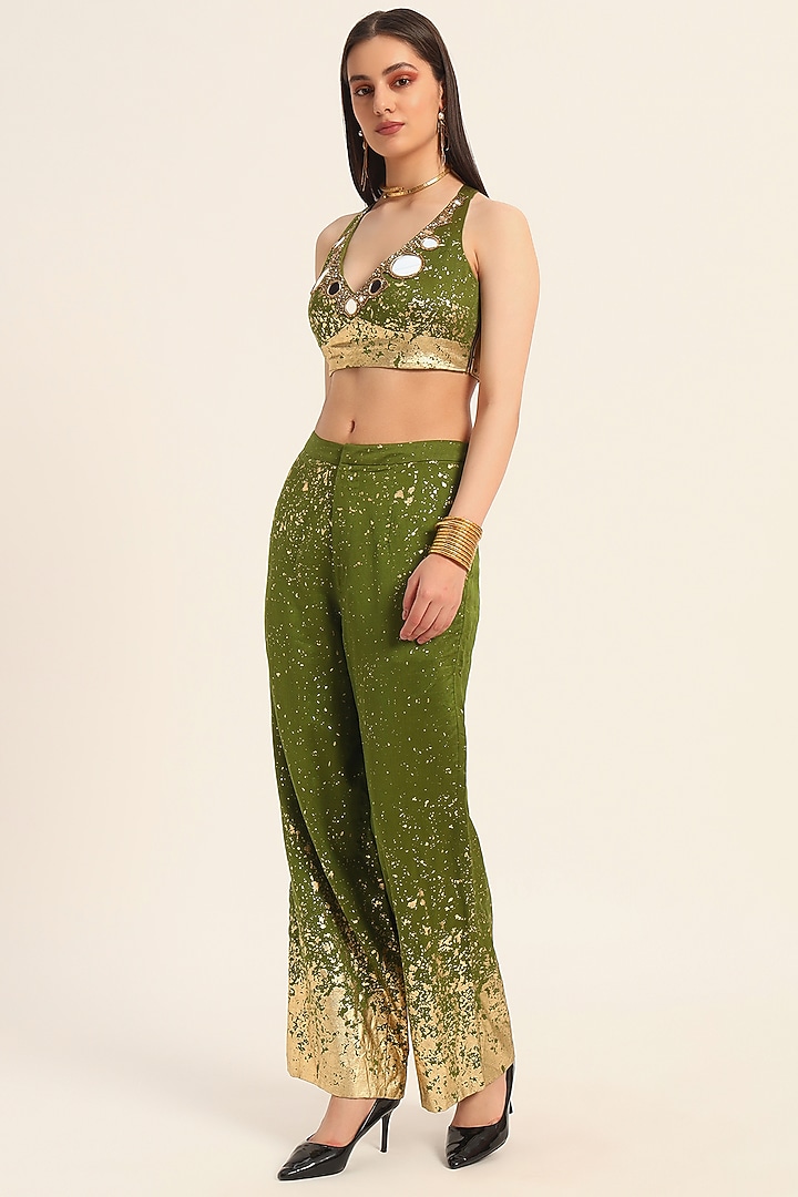 Green Chanderi Silk Digital Printed Co-Ord Set by RUHR INDIA at Pernia's Pop Up Shop