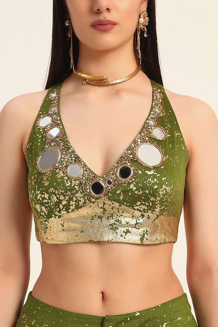 Green Chanderi Silk Digital Printed Co-Ord Set by RUHR INDIA at Pernia's Pop Up Shop