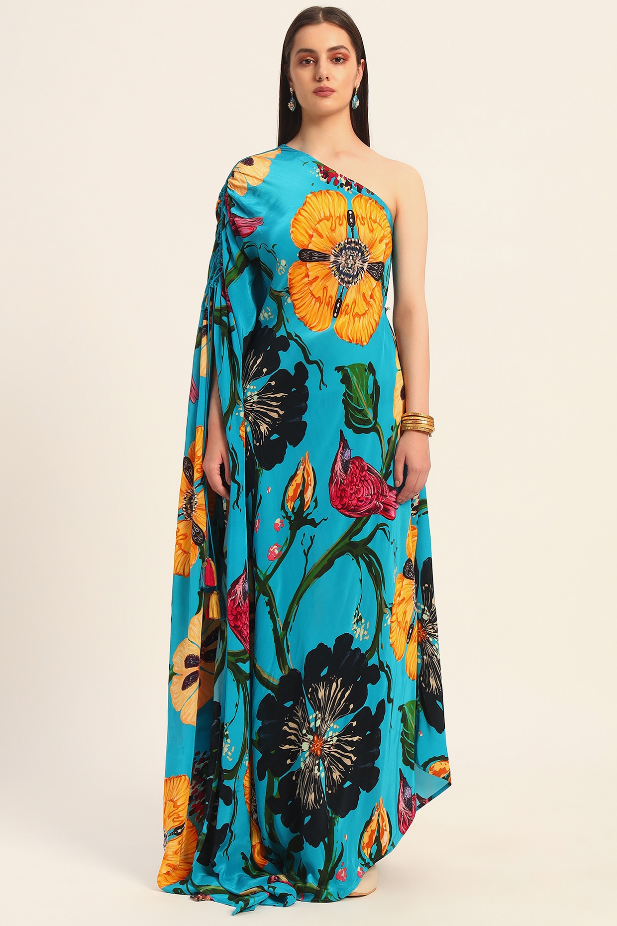 one shoulder kaftan dress indian LUNA ONE SHOULDER KAFTAN- PEARL  Kadimah