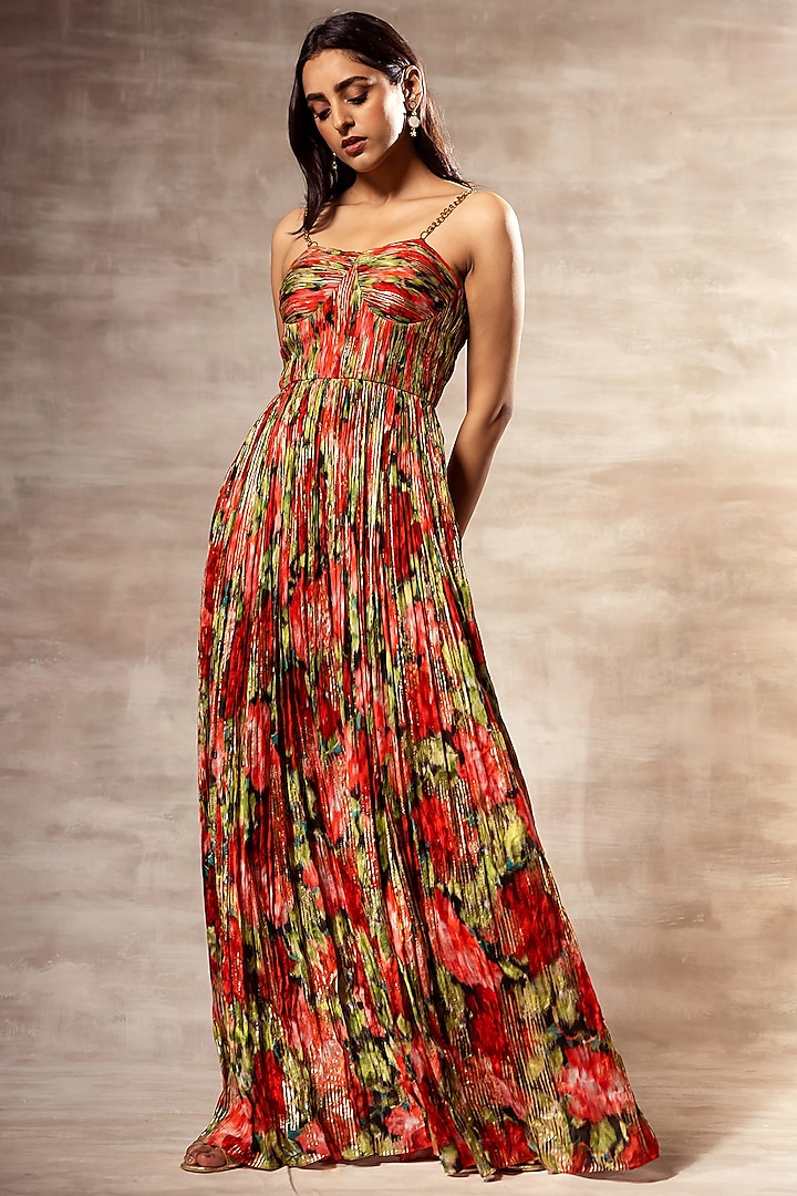 Multi-Colored Printed Maxi Dress by RUHR INDIA