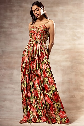 Multi-Colored Printed Maxi Dress by RUHR INDIA