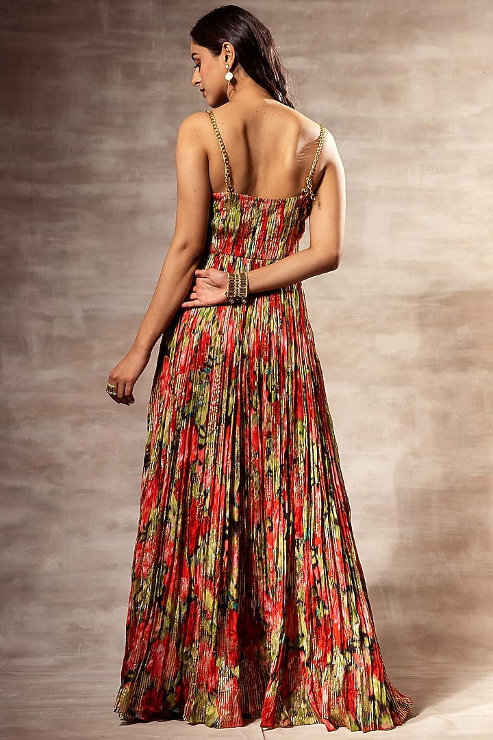 Multi-Colored Printed Maxi Vacation Dress by RUHR INDIA at Pernia's Pop Up Shop