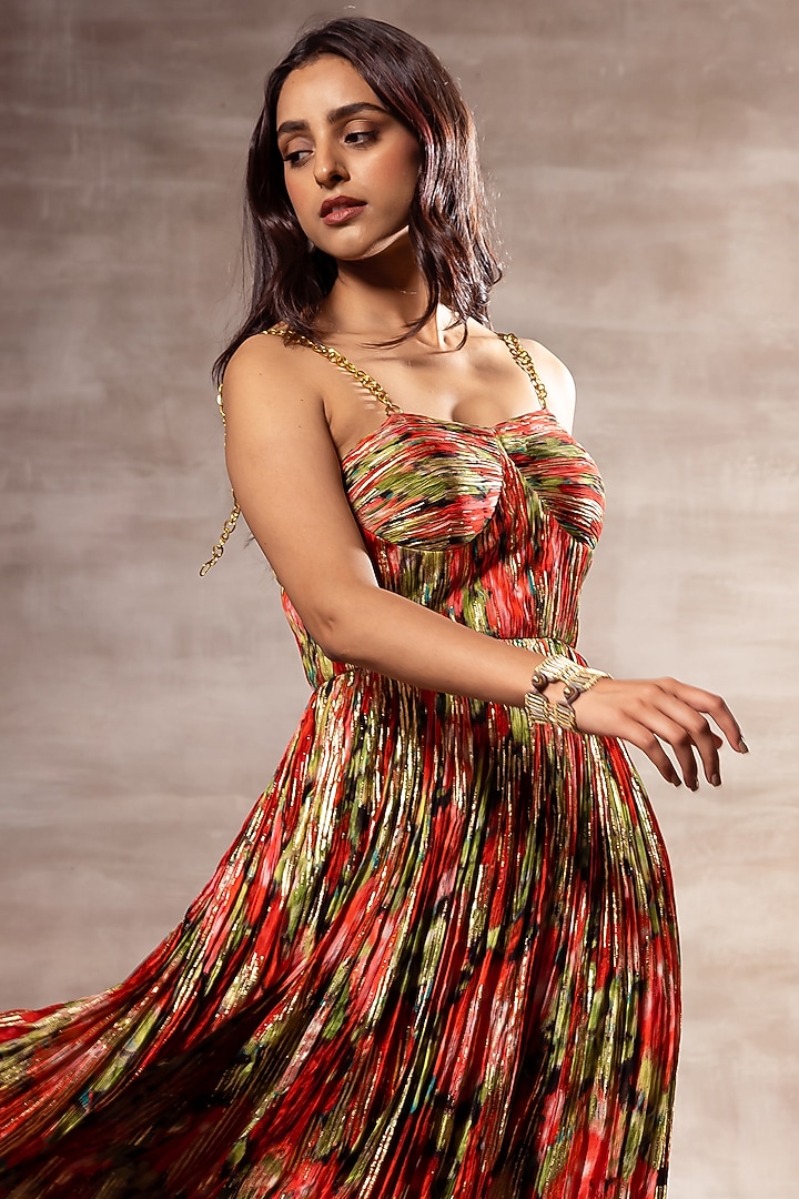 Multi-Colored Printed Maxi Vacation Dress by RUHR INDIA at Pernia's Pop Up Shop
