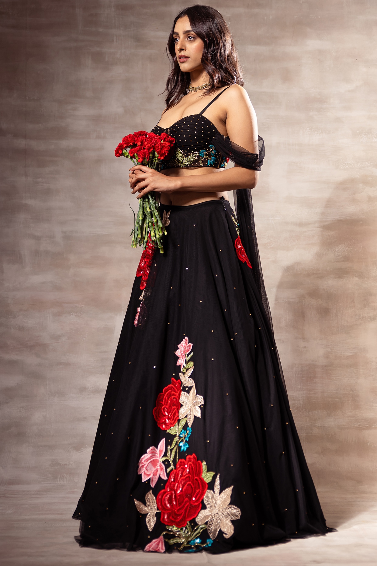 Sequin Work Black Lehenga Choli Net Lengha Wedding Bollywood Dress Sari  Saree | eBay