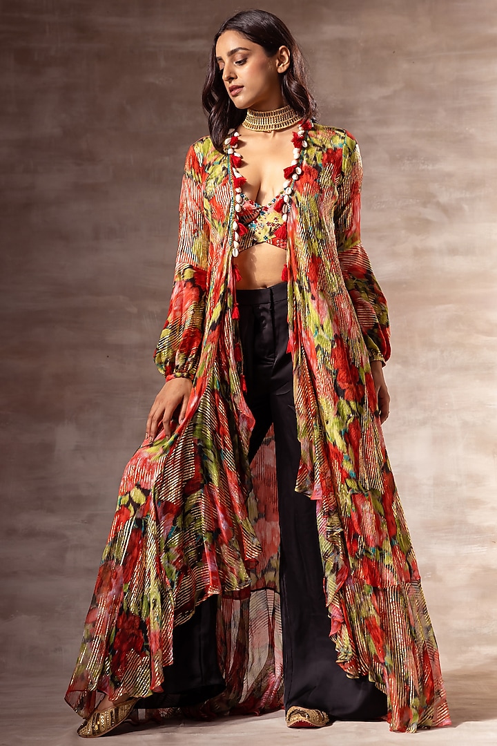 Red Digital Printed Cape by RUHR INDIA