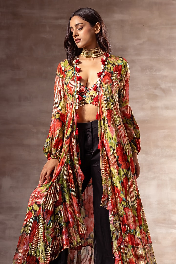 Red Digital Printed Cape by RUHR INDIA at Pernia's Pop Up Shop