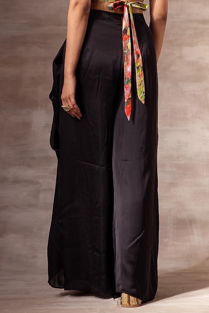 Black Satin Dhoti Pants by RUHR INDIA at Pernia's Pop Up Shop