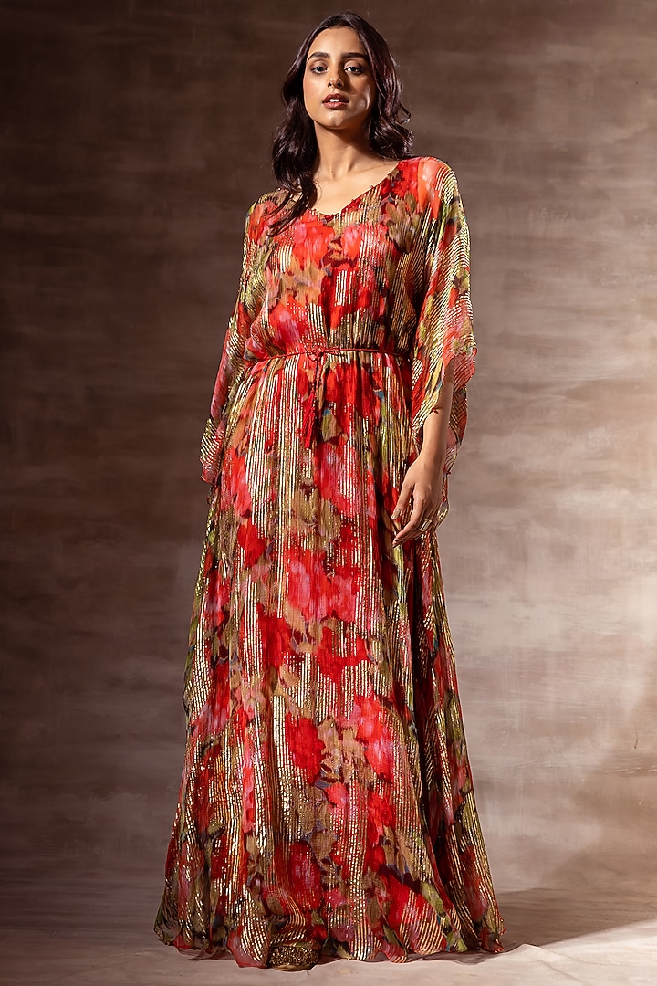 Red Digital Printed Kaftan by RUHR INDIA at Pernia's Pop Up Shop