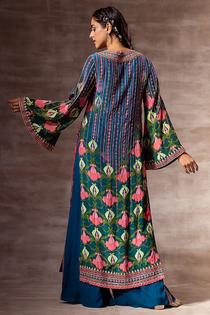 Teal Blue Embellished Kurta by RUHR INDIA at Pernia's Pop Up Shop
