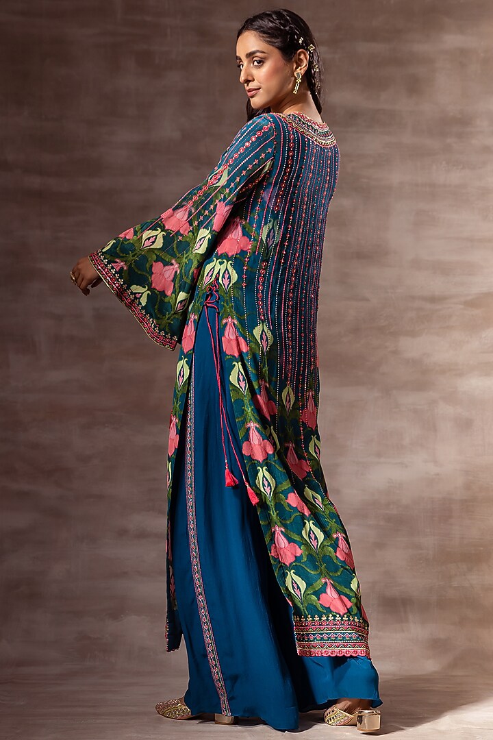 Teal Blue Embellished Kurta by RUHR INDIA at Pernia's Pop Up Shop