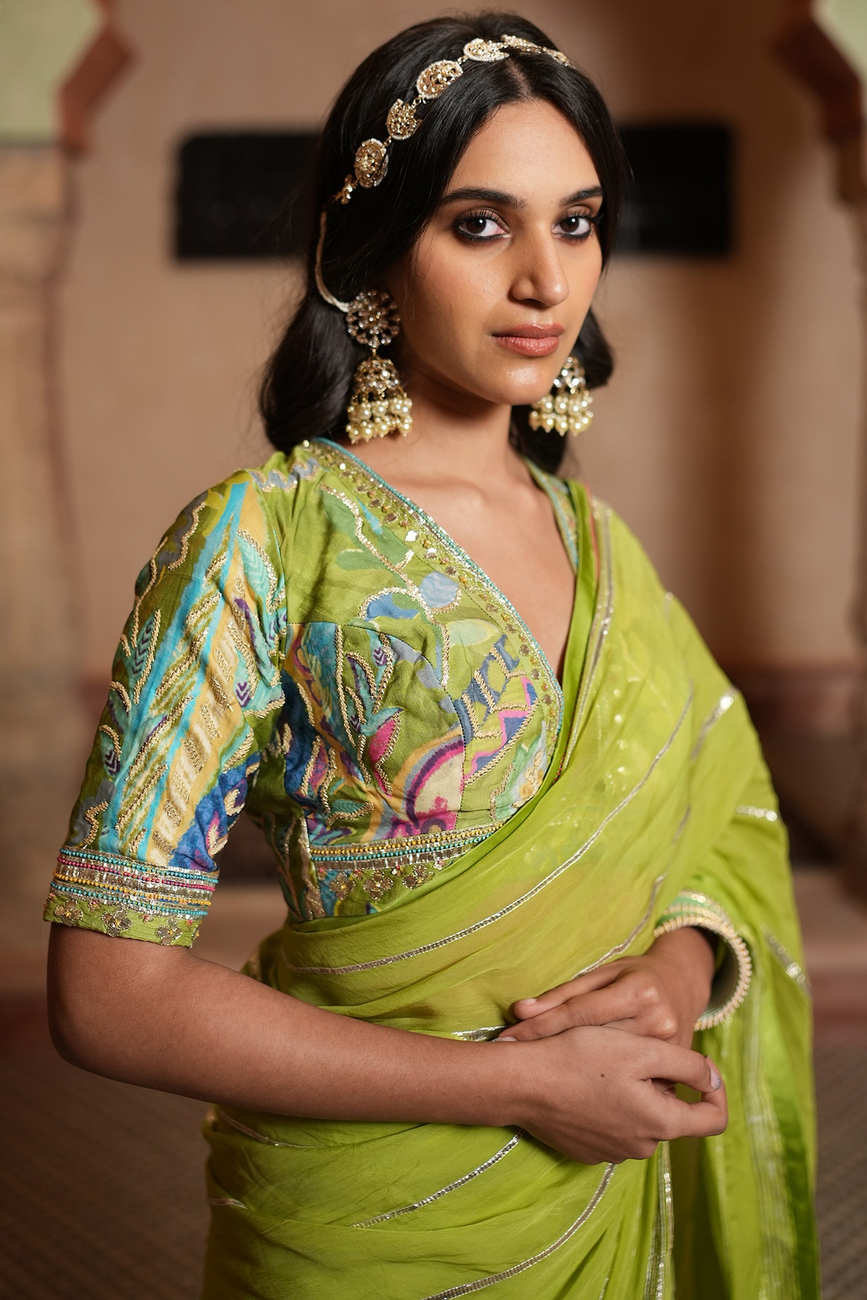 Silk Saree Green Color Earrings For Saree Buy Riana Jewellery Soft