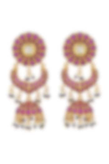 Gold Finish Earrings In Sterling Silver by Rohira Jaipur