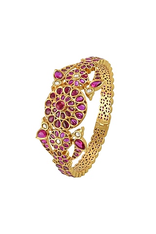 Gold Finish Bangle In Sterling Silver by Rohira Jaipur