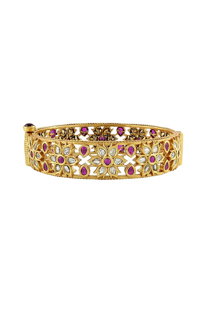 Gold Finish Filigree Bangle In Sterling Silver by Rohira Jaipur at Pernia's Pop Up Shop