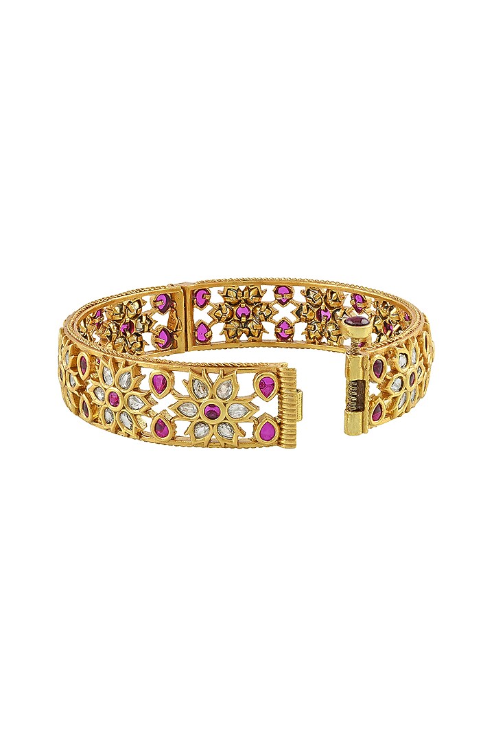 Gold Finish Filigree Bangle In Sterling Silver by Rohira Jaipur at Pernia's Pop Up Shop
