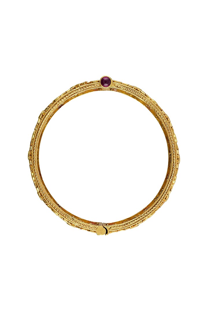 Gold Finish Filigree Bangle In Sterling Silver by Rohira Jaipur at Pernia's Pop Up Shop