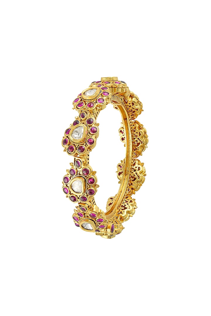 Gold Finish Bangle In Sterling Silver by Rohira Jaipur
