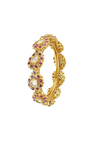Gold Finish Bangle In Sterling Silver by Rohira Jaipur