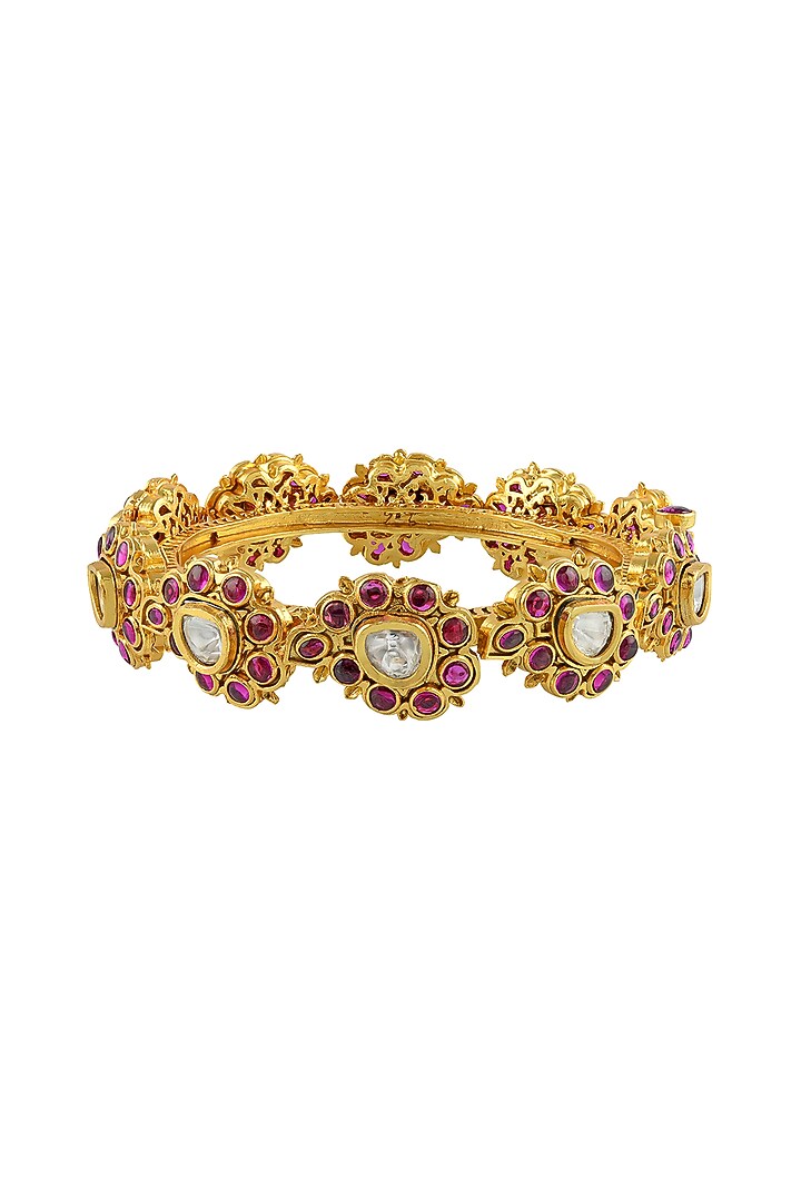 Gold Finish Bangle In Sterling Silver by Rohira Jaipur at Pernia's Pop Up Shop
