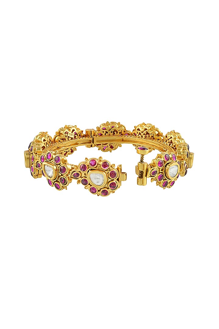 Gold Finish Bangle In Sterling Silver by Rohira Jaipur at Pernia's Pop Up Shop