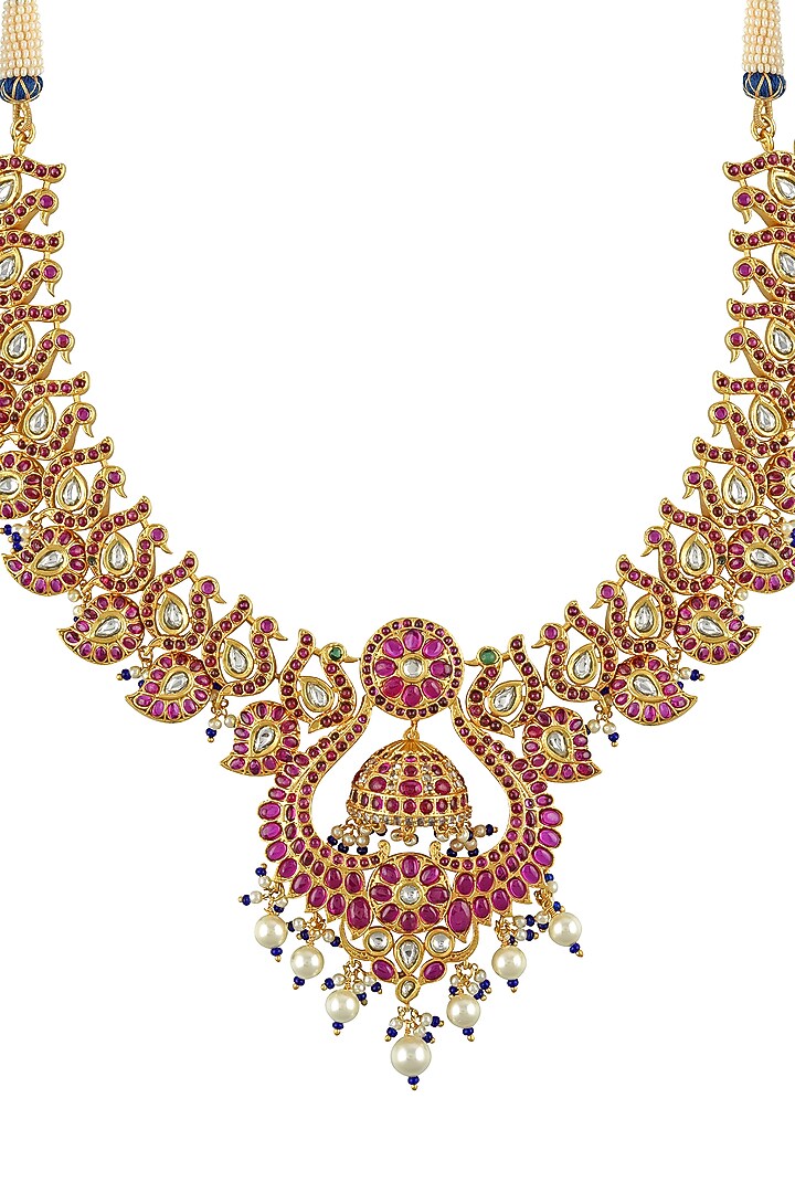 Gold Finish Necklace In Sterling Silver by Rohira Jaipur at Pernia's Pop Up Shop