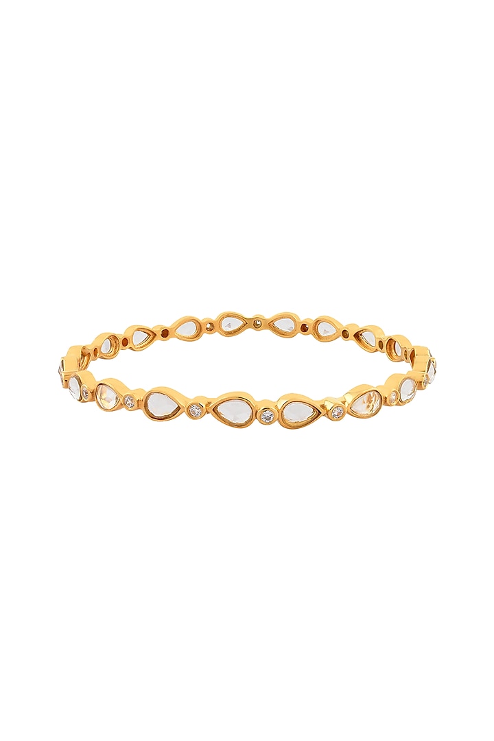 Gold Finish Single Line Bangle In Sterling Silver by Rohira Jaipur at Pernia's Pop Up Shop