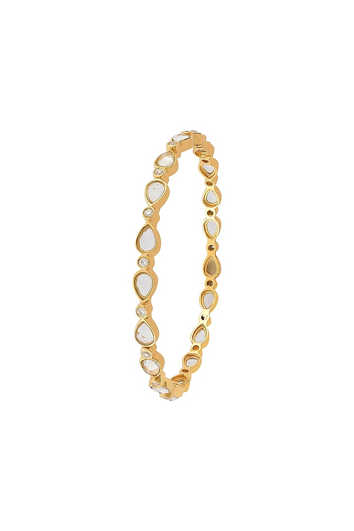 Gold Finish Single Line Bangle In Sterling Silver by Rohira Jaipur at Pernia's Pop Up Shop