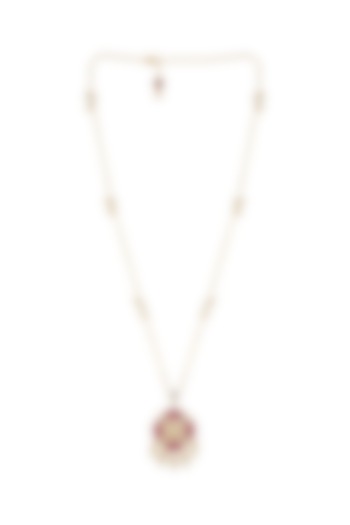 Gold Finish Chain Pendant Necklace In Sterling Silver by Rohira Jaipur