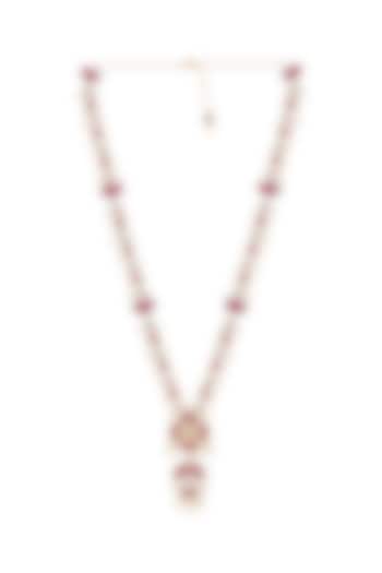 Gold Finish Long Pendant Necklace In Sterling Silver by Rohira Jaipur